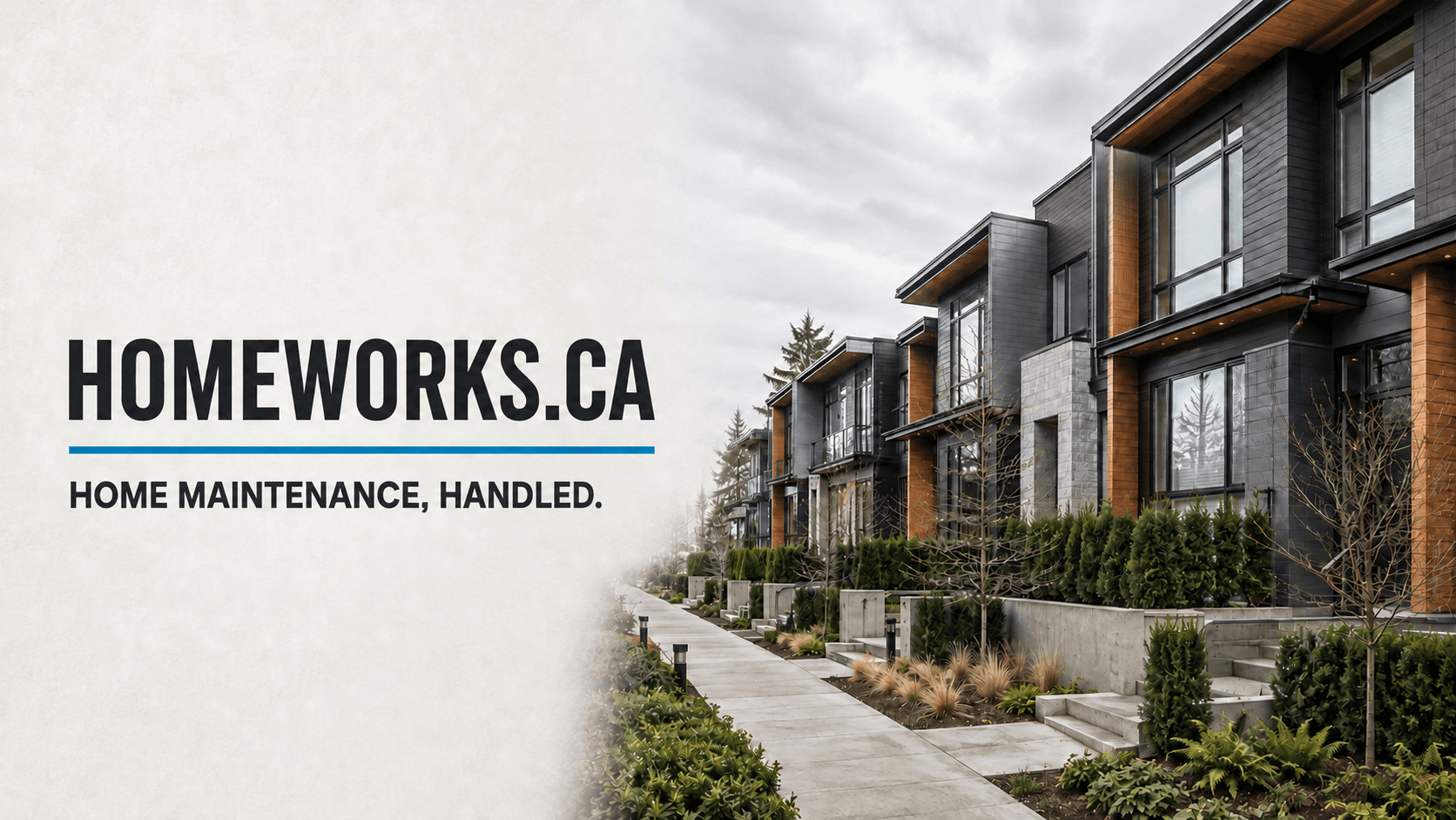 A well-kept contemporary West Coast multi-unit property with Homeworks.ca branding